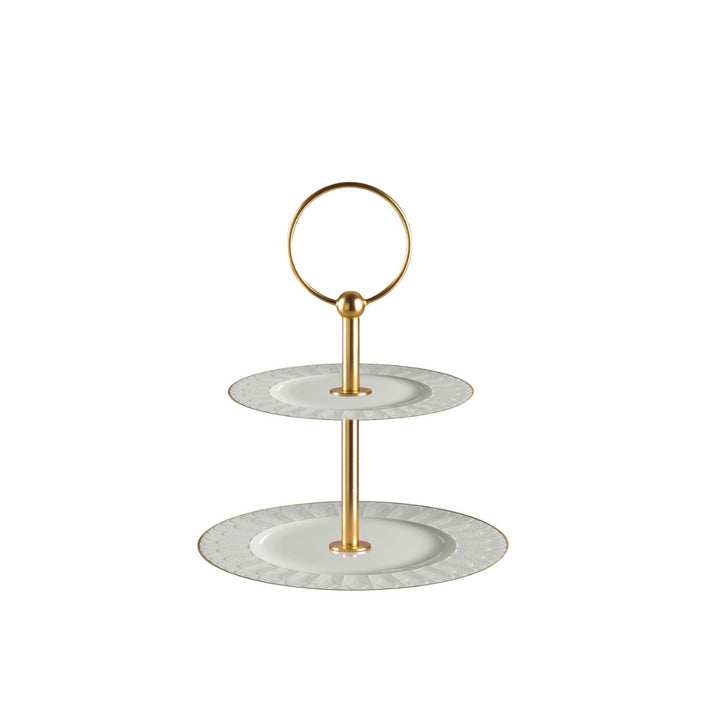 Peacock White & Gold 2 Tier Cake Stand