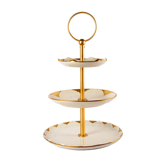 Tulip 3 Tier Stand - White & Gold