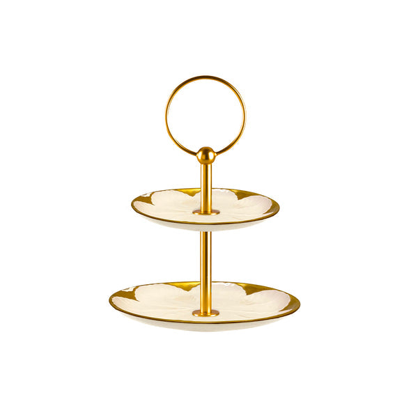 Tulip 2 Tier Stand - White & Gold