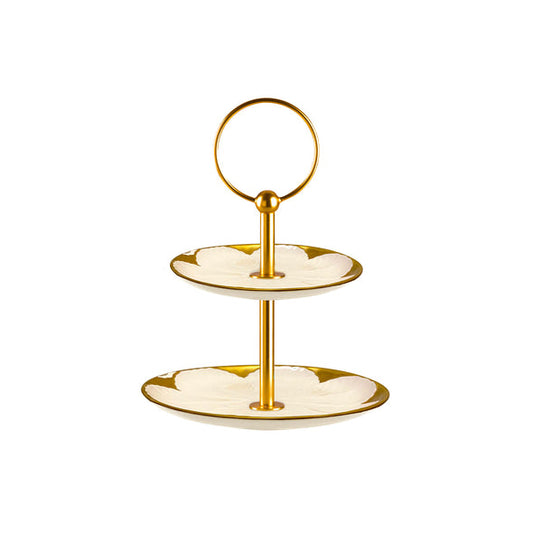 Tulip 2 Tier Stand - White & Gold