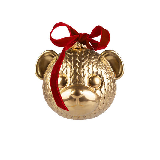 Teddy Head Hanging Decoration - Gold