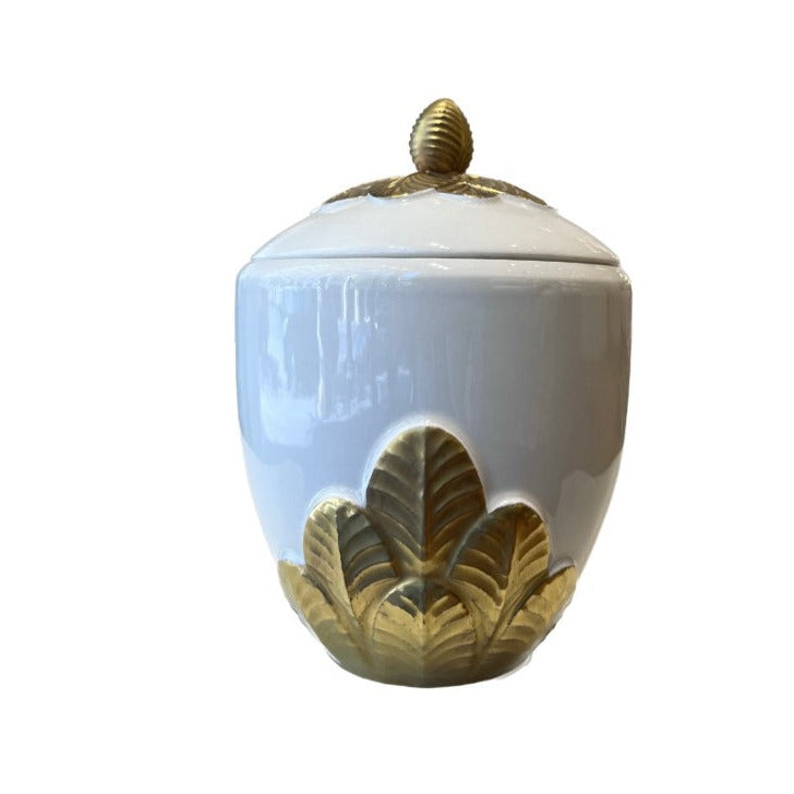 Peacock Sugar Bowl White Antique Gold