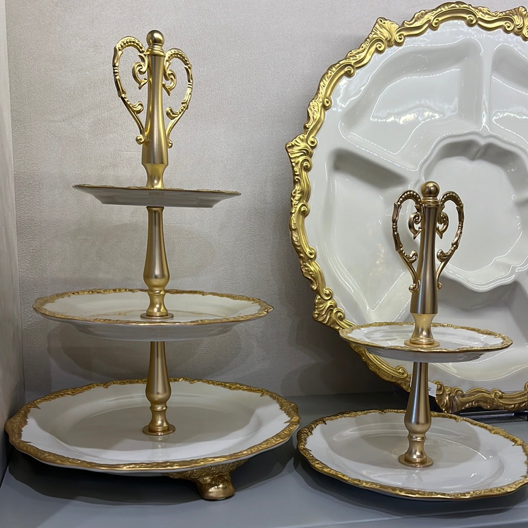 Empire White & Gold 3 Tier Cake Stand