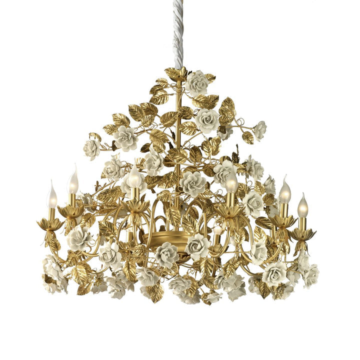 Marie Antoinette 10 light chandelier - White