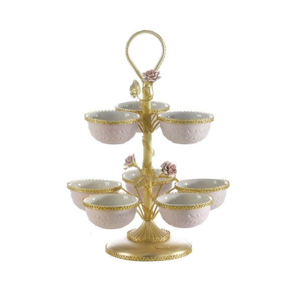 Marie-Antoinette Pink & Gold Pistachios Holder - 8 Bowls