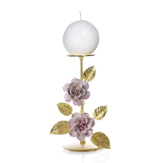 Marie-Antoinette Large Candle Holder - H. 27 Cm - Gold & Pink