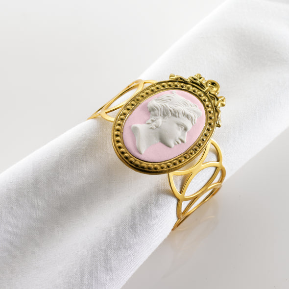 Cammeo Era Napkin Ring - White & Pink