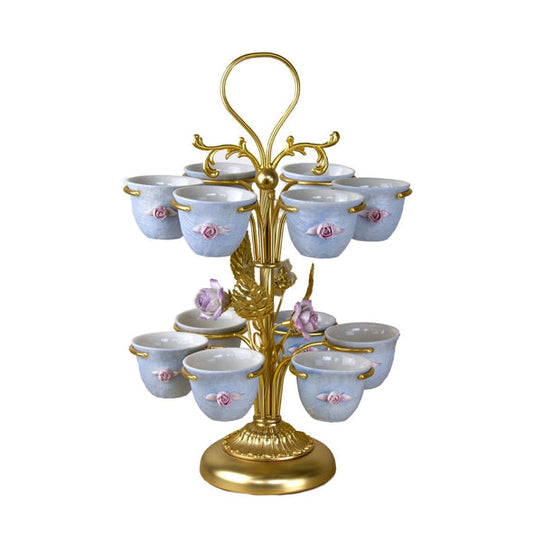 Marie-Antoinette Blue & Pink Arabic Coffee Cup Holder