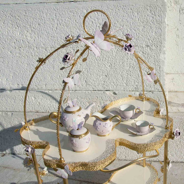 Butterfly Tea Trolley - Pink & Gold