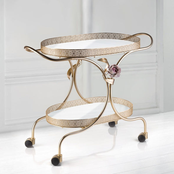 Peony Tea Trolley - Pink & Gold