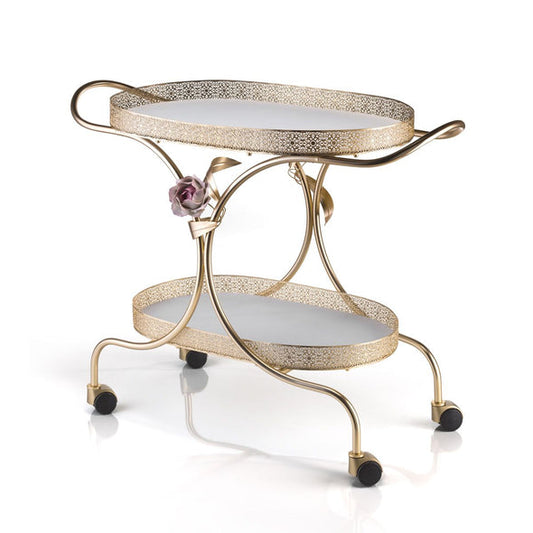 Peony Tea Trolley - Pink & Gold