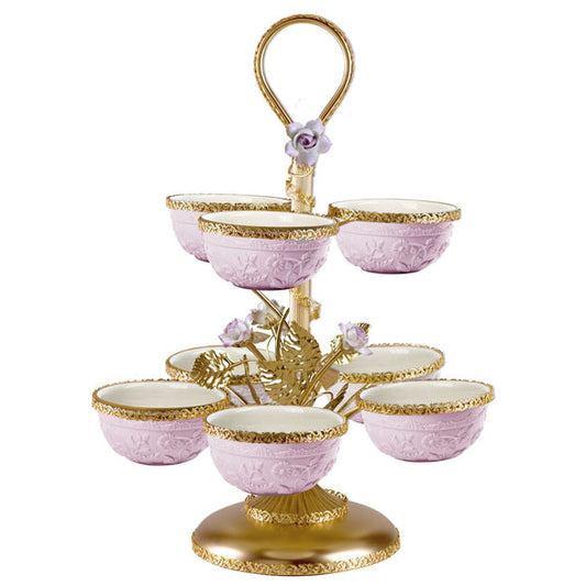 Taormina Pink & Gold Pistachios Holder - 8 Bowls