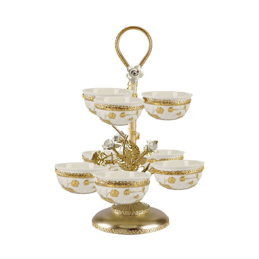 Taormina White & Gold Pistachios Holder - 8 Bowls