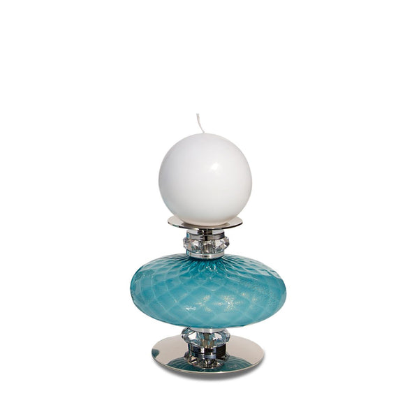 Diva Audrey Small Candle Holder - Aquamarine & Gold