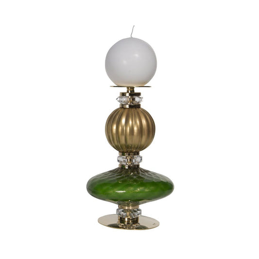 Diva Greta Medium Candle Holder - Green & Gold