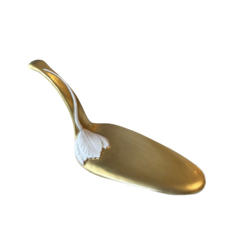 Tulip Cake Server - White Antique Gold