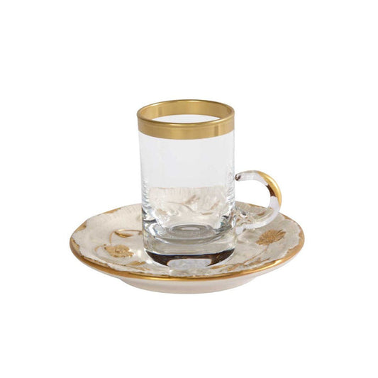 Taormina White & Gold Arabic Tea Cup And Saucer Small Size