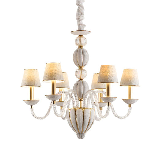 Amour Chandelier 6 Lights - White & Gold