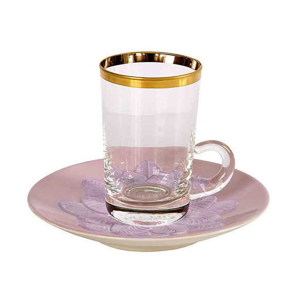 Peacock Lilac & Gold Green Tea Cup & Saucer