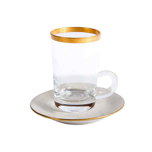 Dressage White & Gold Green Tea Cup & Saucer