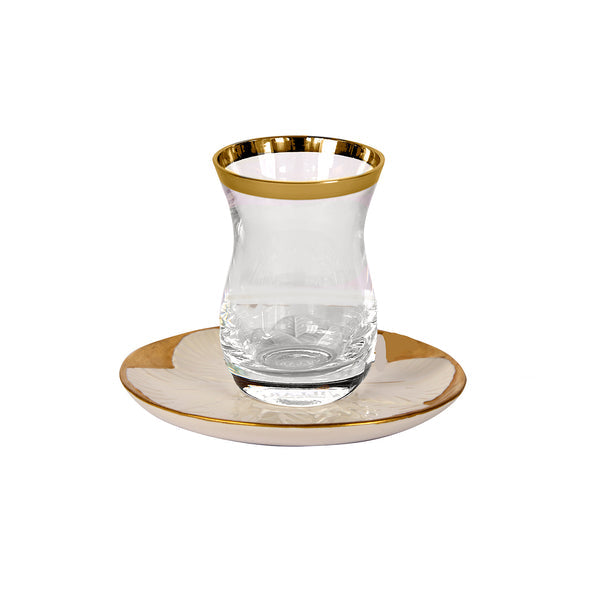 Tulip Oriental Tea Cup - White & Gold