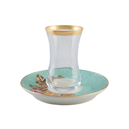 Acapulco Oriental Tea Cup & Saucer - Aquamarine