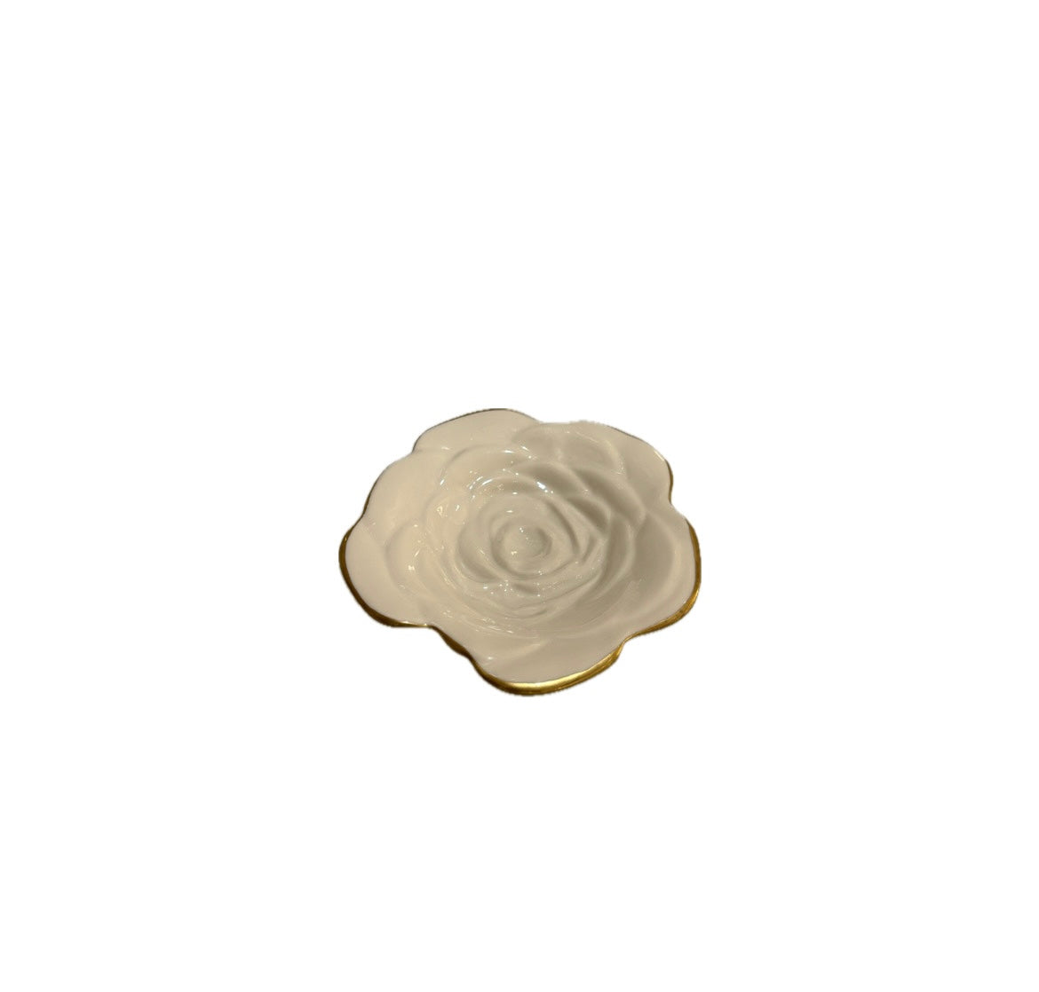 Small Rose Dish White Antique Gold