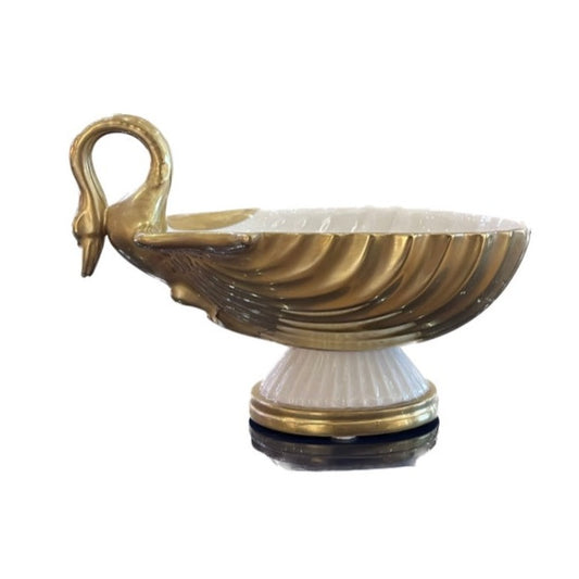 Swan Sauce Boat - White Antique Gold