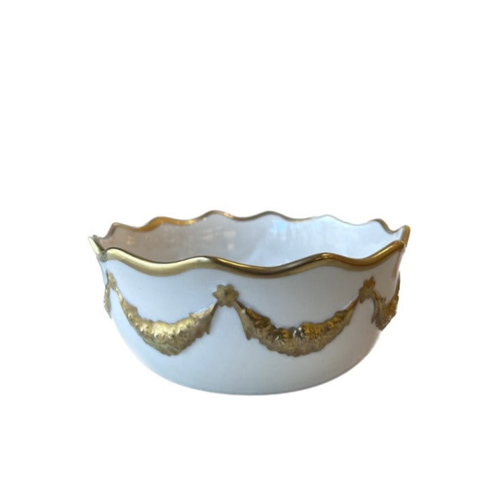 Empire Fruit Bowl/Oatmeal - White Antique Gold