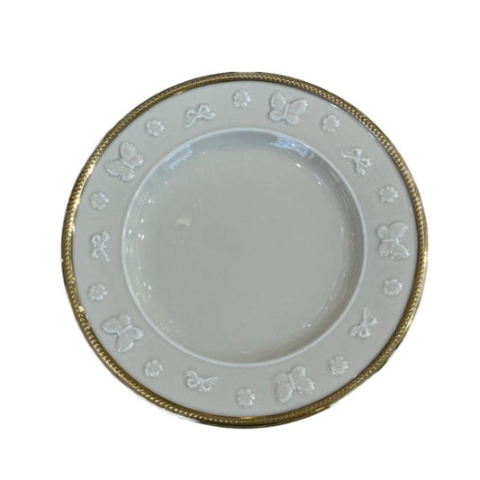 Butterfly Dessert Plate 21 Cm - White Antique Gold Profiles