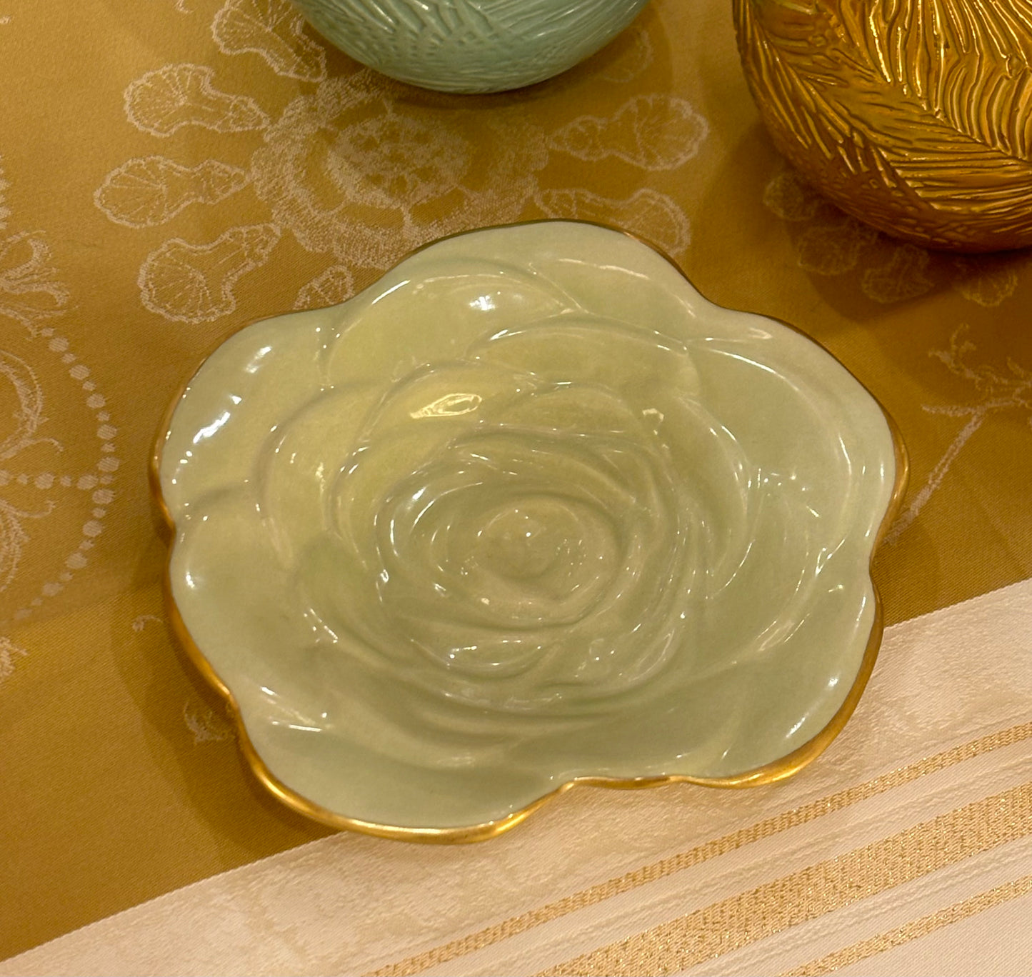 Small Rose Dish Spring Green