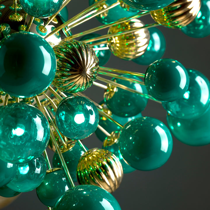 Queen Lady V Chandelier - 32 Lights - Green & Gold