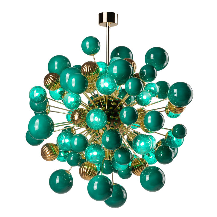 Queen Lady V Chandelier - 32 Lights - Green & Gold