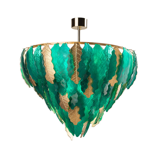 Kelly Chandelier - 12 Lights - Peacock Green & Gold