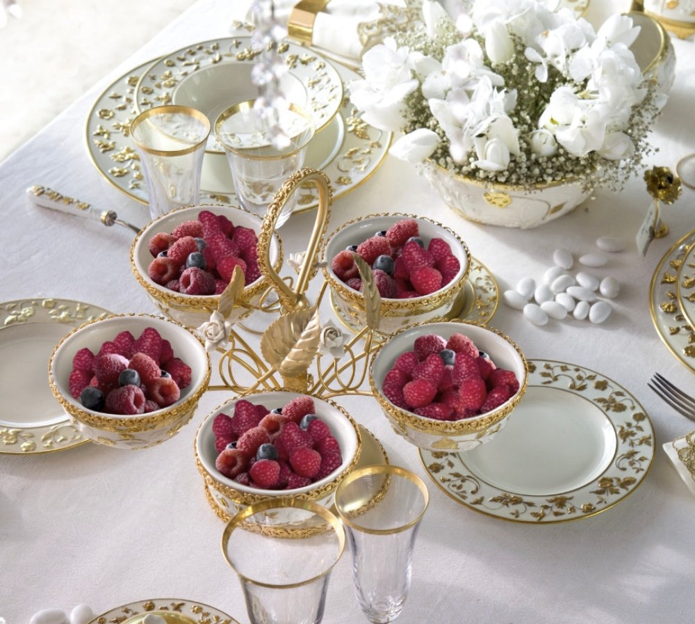 Taormina White & Gold Small Pistachios Holder - 5 Bowls