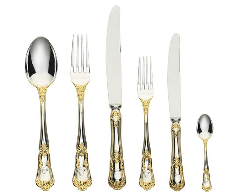 Cutlery Set, 72 Pcs Barocco Sterling Silver & Gold Cutlery Set