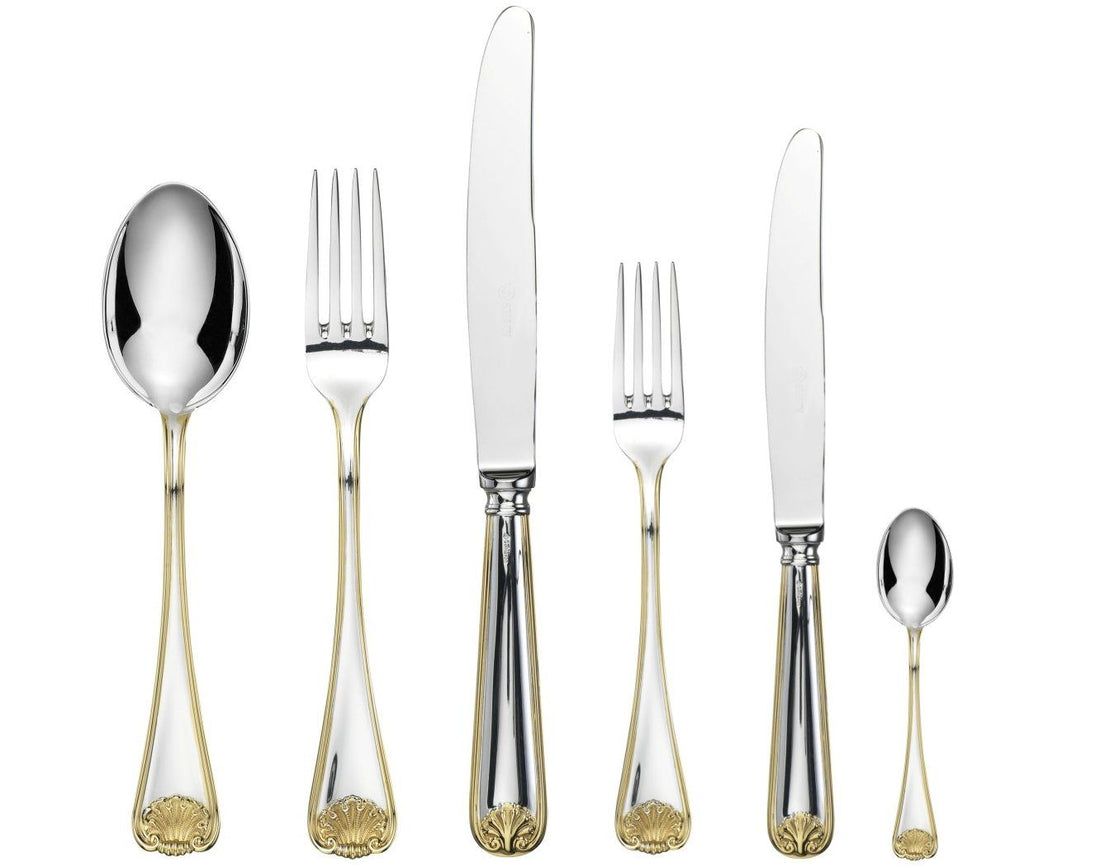 Cutlery Set, 72 Pcs Silver&Gold Table Set, Conchiglia Cutlery set