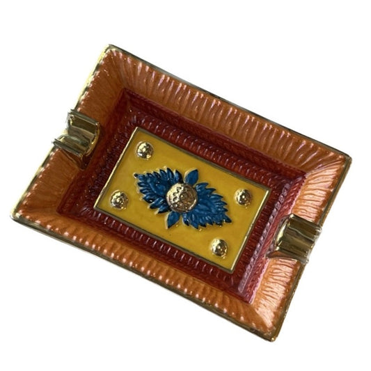 Small Orient Ashtray - Coral Red Gold