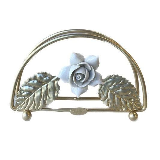 Roses Napkin Holder Shiny White