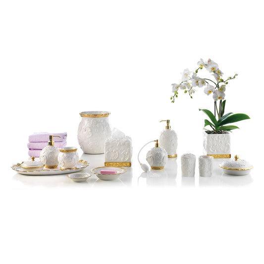 Taormina White & Gold Bathroom Set