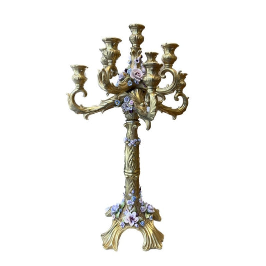 Versailles Candelabra - 9 Lights Flowers Antique Gold Colored Flowers