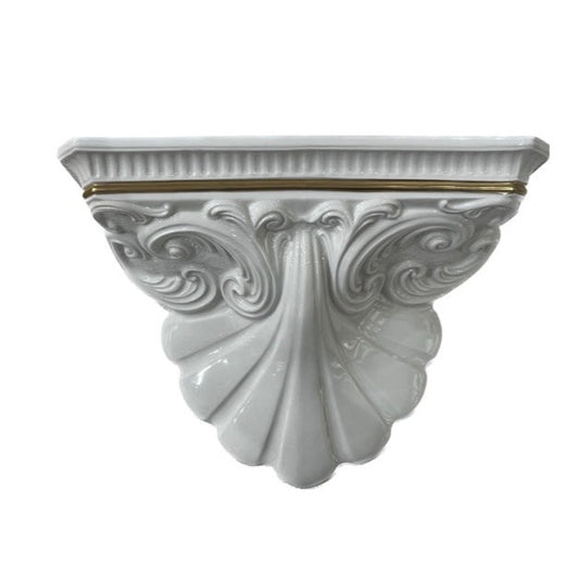 Big Size Shell Shelf Depth 12 CM - White Antique Gold Profiles