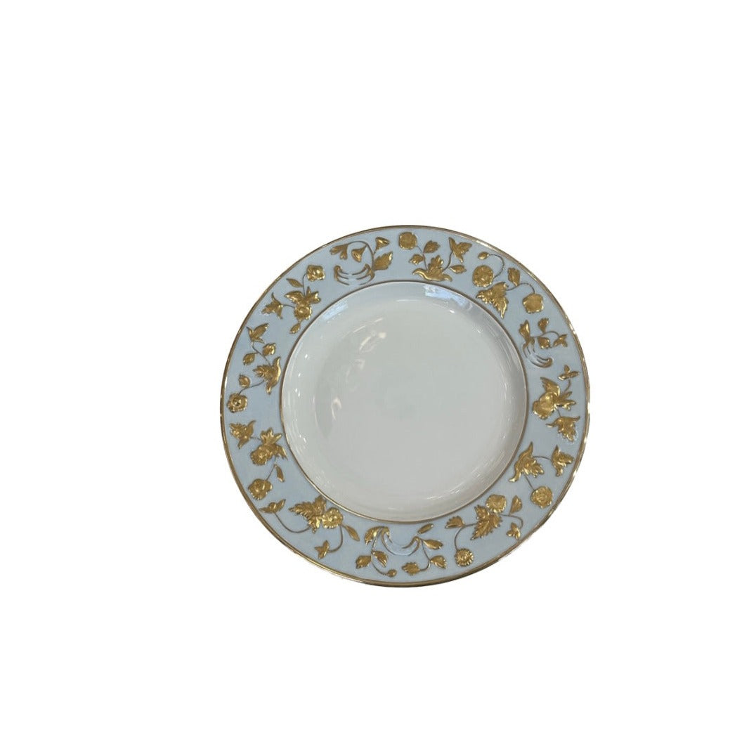 Taormina Dinner Plate 25 Cm - White Antique Gold Aquamarine