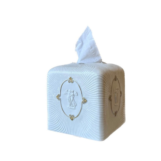 Amalfi Tissue Box - White Antique Gold