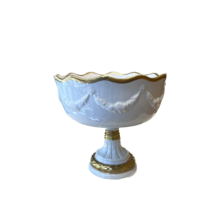 Small Empire Stand - White Antique Gold Profilies