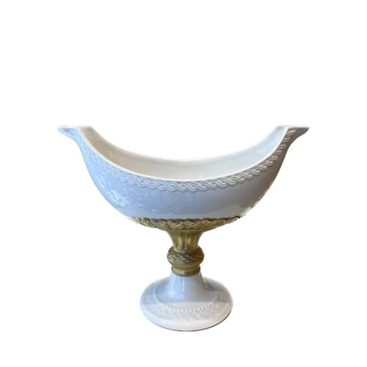 Empire Oval Bowl Stand - White Antique Gold