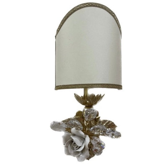 Crystal Rose Wall Light 1 Light - Shiny White