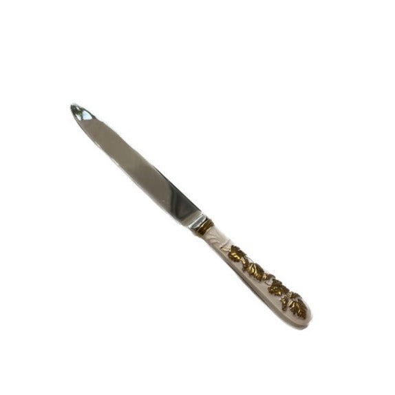 Bernini Dessert Knife Silver Plated - White Antique Gold