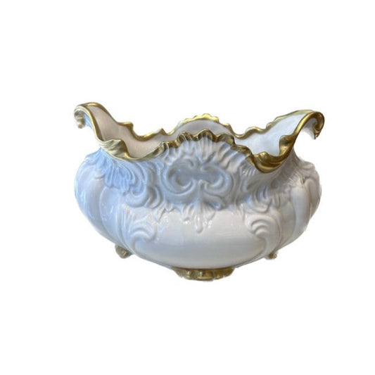 Medium Baroque Bowl Oval - White Antique Gold Profiles