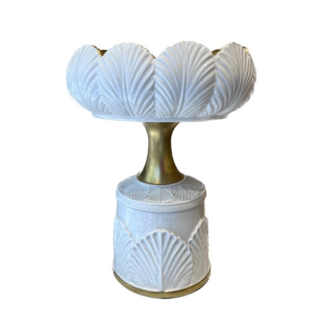 Tulip Serving Bowl Stand - White Antique Gold